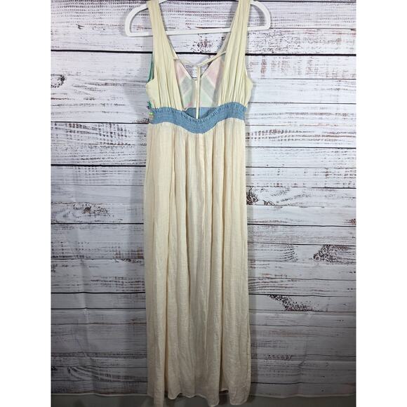 Flying Tomatoe Maxi Dress Open Back Embroidered Patchwork Boho Size S - Picture 2 of 6